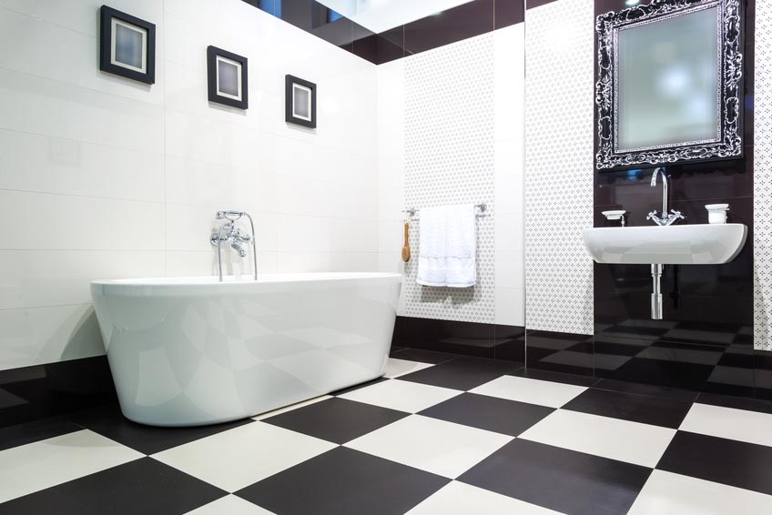 carrelage salle de bain noir et blanc